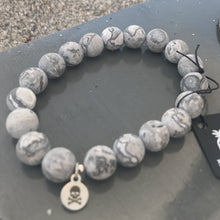 Load image into Gallery viewer, Map Stone Jasper Solo Stretch Bracelet in Matte or Polished Stone