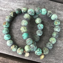 Load image into Gallery viewer, African Turquoise Jasper Matte Solo Stretch Bracelet