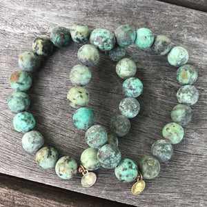 African Turquoise Jasper Matte Solo Stretch Bracelet