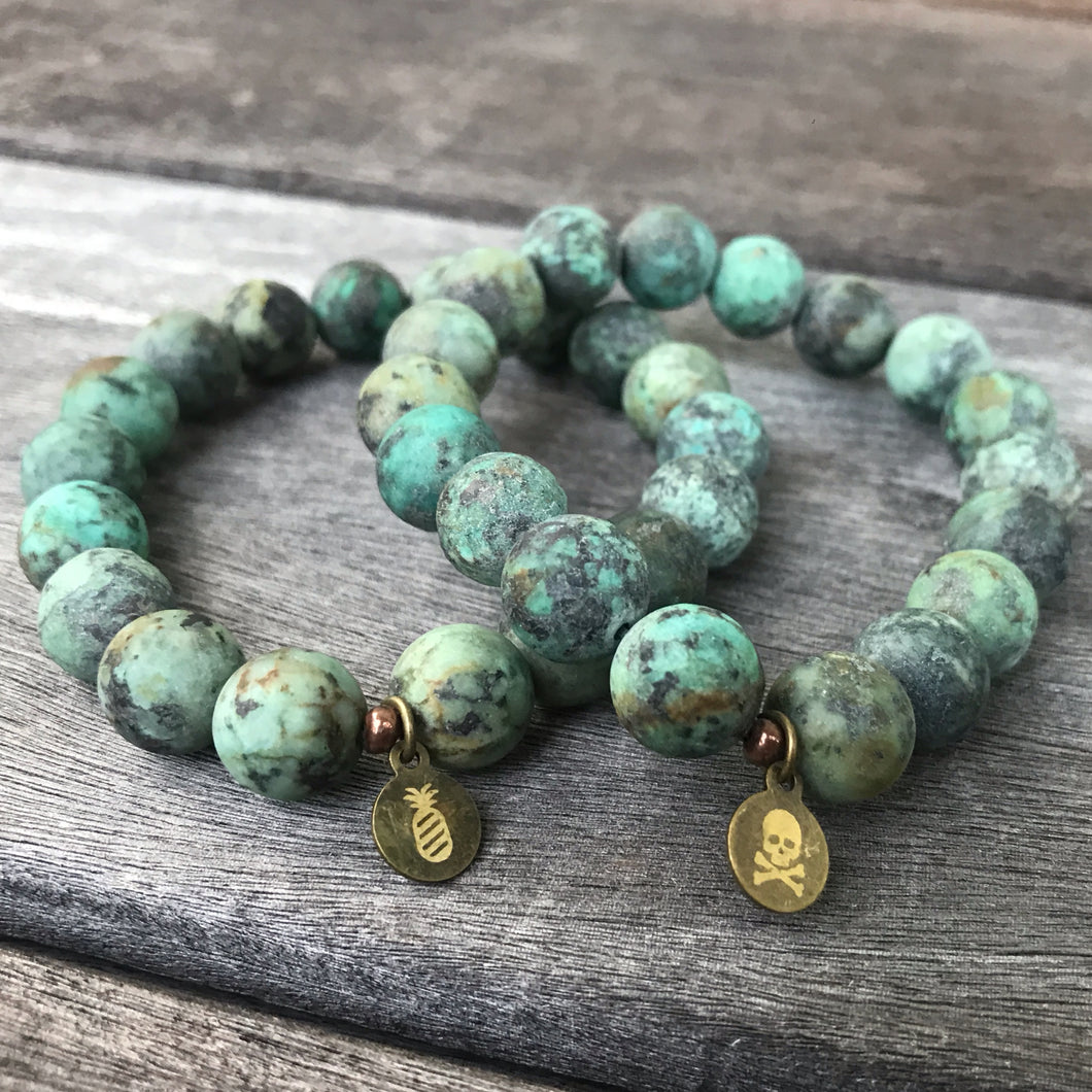 African Turquoise Jasper Matte Solo Stretch Bracelet