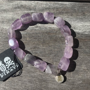 Amethyst Squared Bead Solo Stretch Bracelet