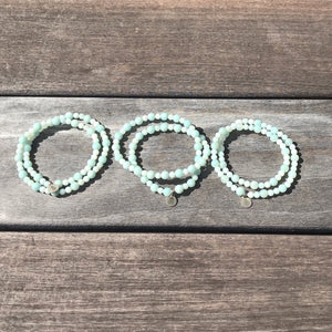 Blue Amazonite Double Wrap Stretch Bracelet