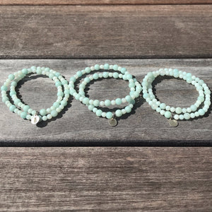 Blue Amazonite Double Wrap Stretch Bracelet