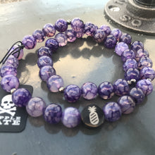 Load image into Gallery viewer, Purple Crackle Agate Double Wrap Stretch Bracelet with Logo Flip Coin