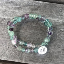 Load image into Gallery viewer, Fluorite Solo or Double Wrap Stretch Bracelet