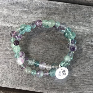 Fluorite Solo or Double Wrap Stretch Bracelet