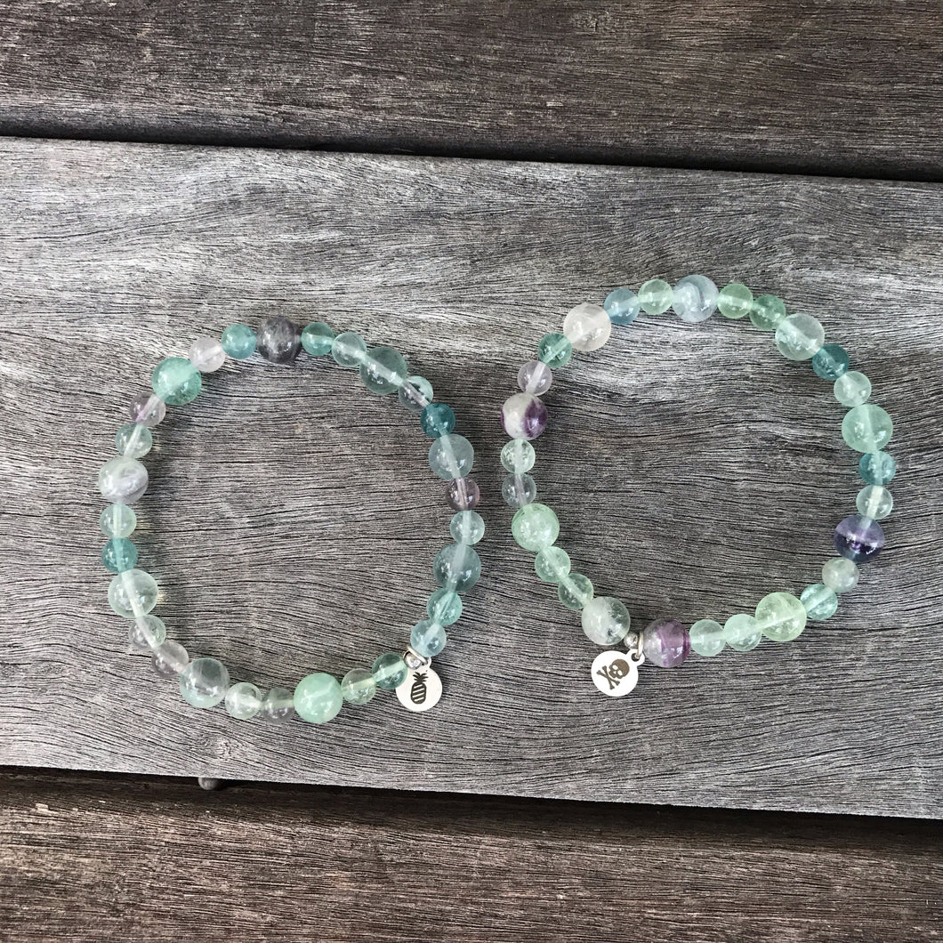 Fluorite Solo or Double Wrap Stretch Bracelet