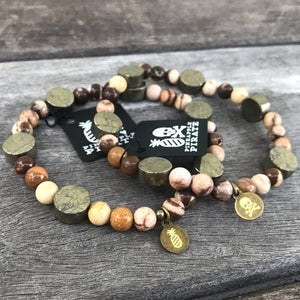 Wooden Jasper & Pyrite Solo or Stack