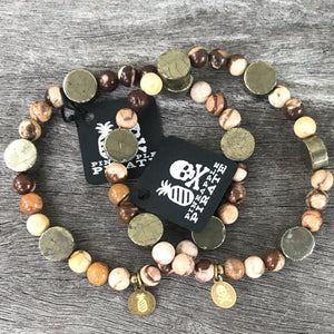 Wooden Jasper & Pyrite Solo or Stack