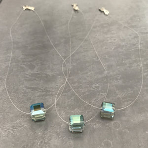 Take Me to the Water Floating Crystal Necklace in Shades of Aqua