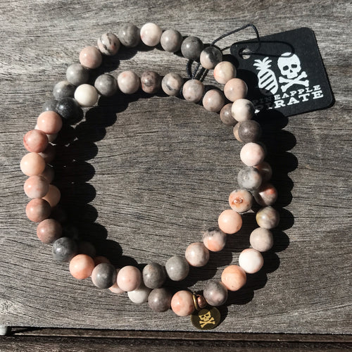 Pink Zebra Jasper Double Wrap Stretch Bracelet